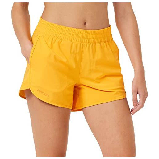 Marmot donna wm's elda short 4, shorts funzionali traspiranti, shorts per training ad asciugatura rapida con spf, pantaloncini per arrampicata elastici, golden sun, xs