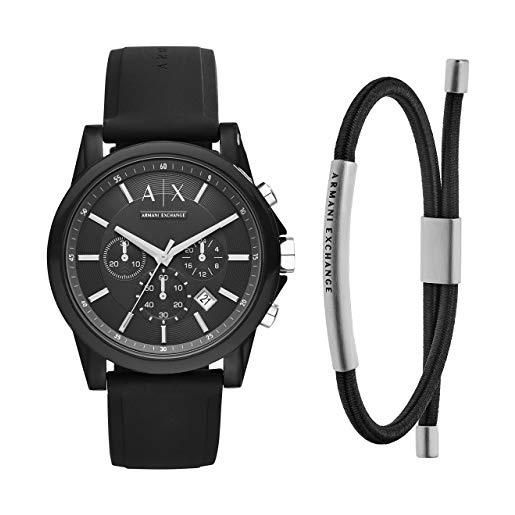 Armani Exchange orologio cronografo quarzo uomo con cinturino in acciaio inossidabile ax1326, nero bracciale uomo con cinturino