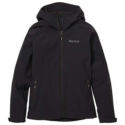 Marmot donna wm's alsek hoody, giacca softshell idrorepellente con cappuccio, giacca funzionale traspirante, giacca outdoor antivento, black, s
