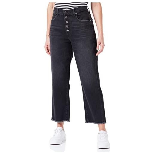 7 For All Mankind the modern straight luxe vintage with frayed hem & exposed buttons jeans, black, regular da donna