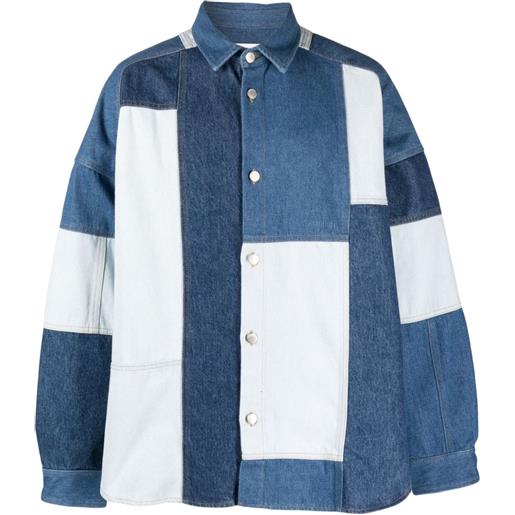 AMBUSH giacca-camicia denim con design patchwork - blu