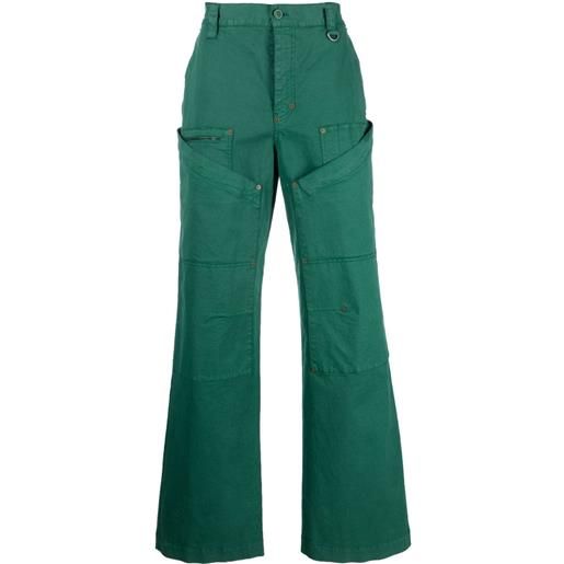 Marine Serre pantaloni workwear g. Dye - verde