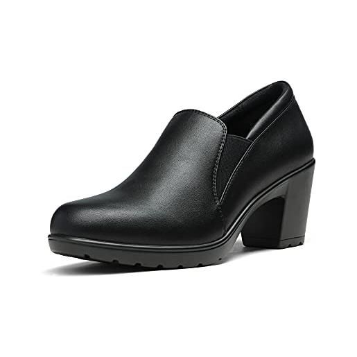 DREAM PAIRS scarpe classiche da donna comode con tacco alto pompe pantofole a punta tonda con tacco largo elegante camoscio nero dpu214-e taglia 41 (eur)
