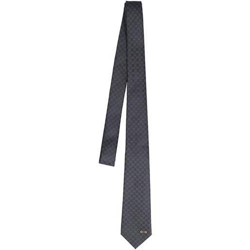 GUCCI cravatta gg mono horsebit in seta jacquard 7cm