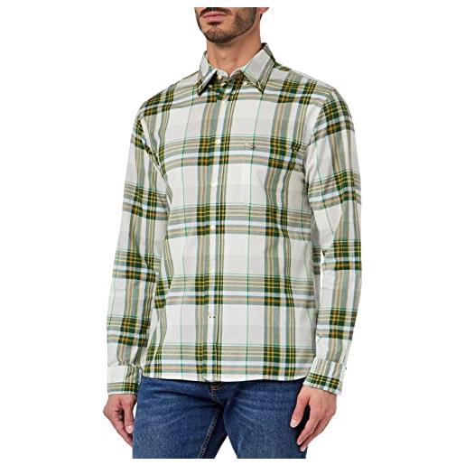 Tommy Hilfiger camicia uomo natural soft check maniche lunghe, verde (prep green/multi), s