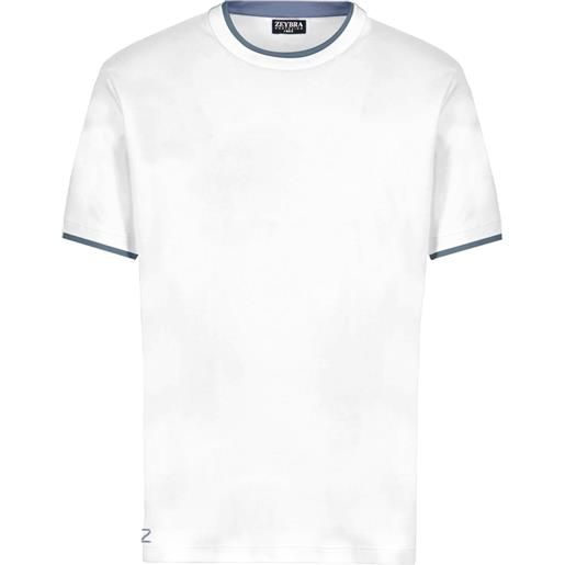 Zeybra - t-shirt doppio collo 100% cotone bianco