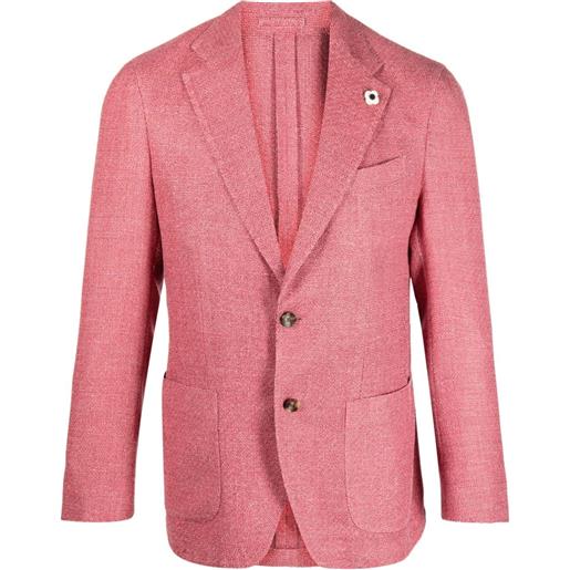 Lardini blazer monopetto in tweed - rosa