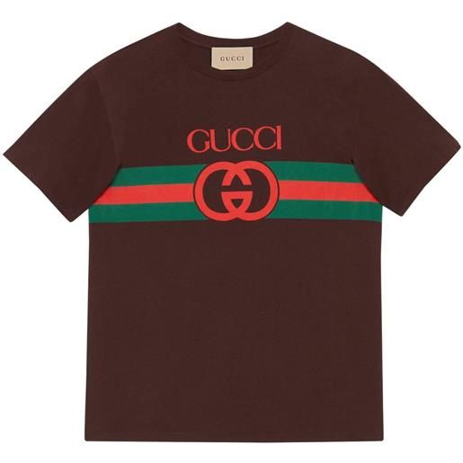 Gucci t-shirt con stampa - marrone