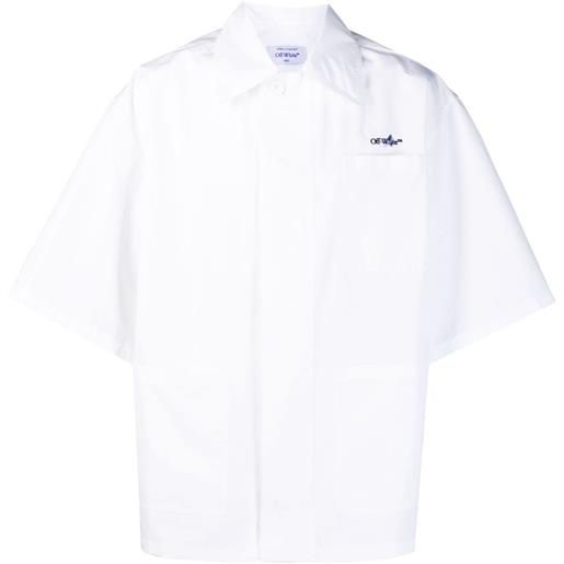 Off-White camicia a maniche corte con ricamo - bianco