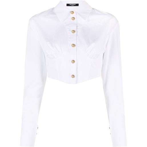 Balmain camicia crop - bianco