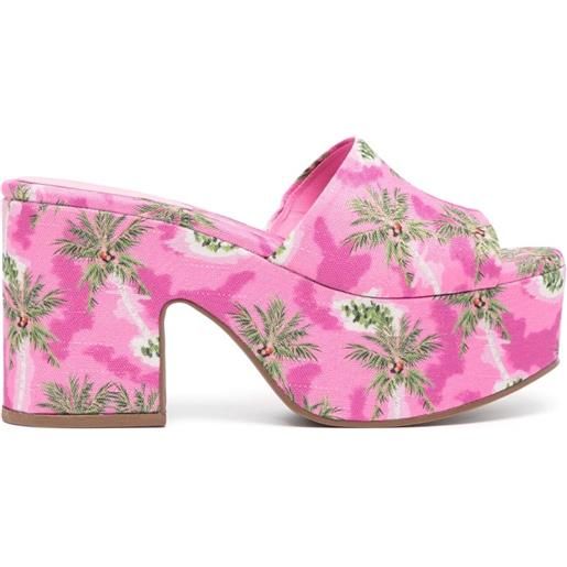 Larroude mules con stampa palm tree 90mm - rosa