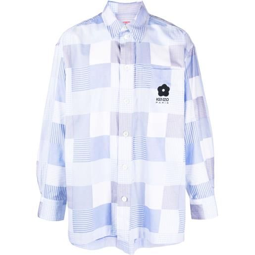 Kenzo camicia oversize con design patchwork - blu