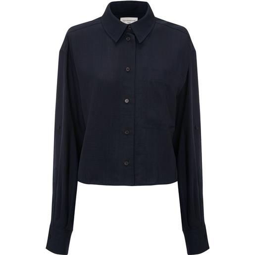 Victoria Beckham camicia crop con tasche applicate - blu
