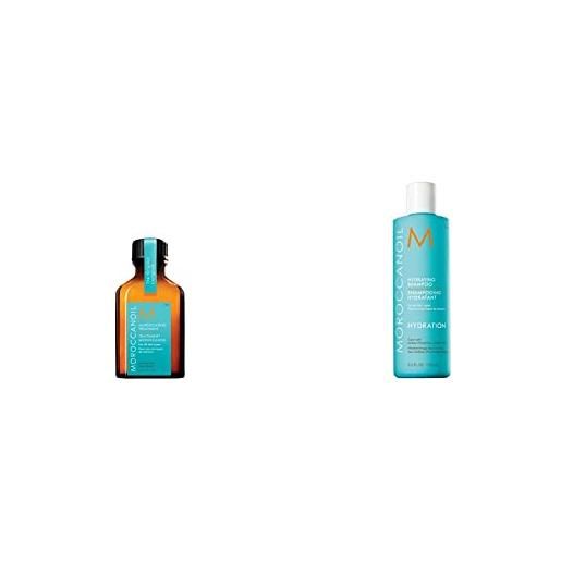 Moroccanoil trattamento, formato viaggio 25ml & shampoo idarante 250 ml [la confezione può variare]
