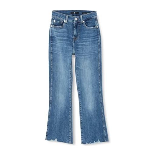 7 For All Mankind hw kick slim illusion stride with worn out hem jeans, azzurro, 29w x 29l donna