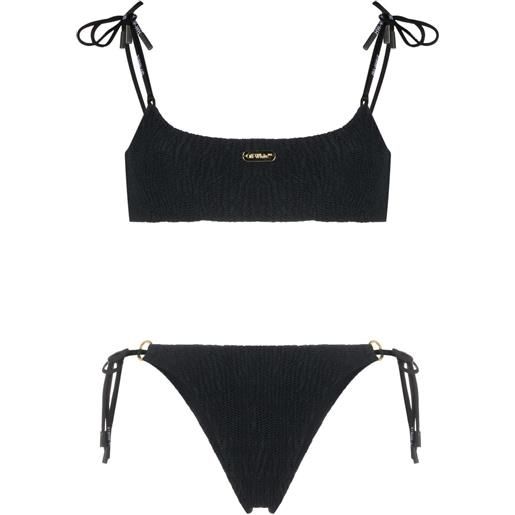 Off-White set bikini con effetto stropicciato - nero