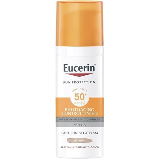Eucerin photoaging control tinted face sun gel-creme spf50+ 50ml solare viso alta prot. , crema viso colorata antirughe medium