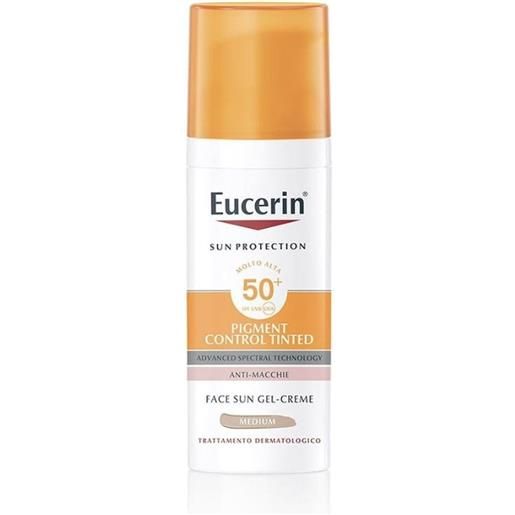 Eucerin pigment control tinted face sun gel-creme spf50+ 50ml solare viso alta prot. , crema viso colorata antimacchie medium