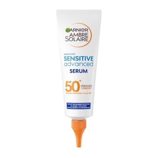 Garnier ambre solaire sensitive advanced serum spf50+ siero di protezione solare waterproof per il corpo e il viso 125 ml