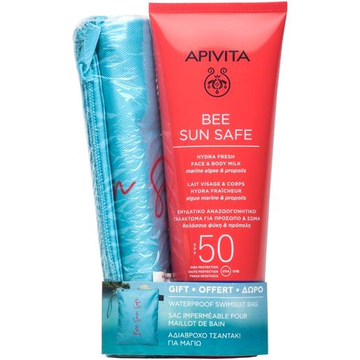 Apivita bee sun safe hydra fresh face & body milk spf50 200ml + pochette