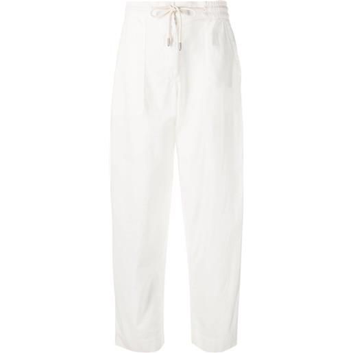 Emporio Armani pantaloni dritti con coulisse - bianco