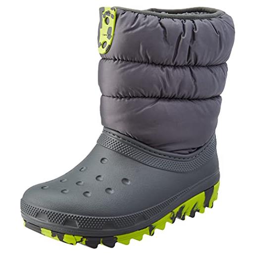 Crocs stivale unisex bambino classic neo puff boot k snow, blu minerale. , 25/26 eu