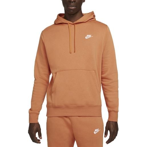 Nike felpa con cappuccio da uomo club fleece arancione