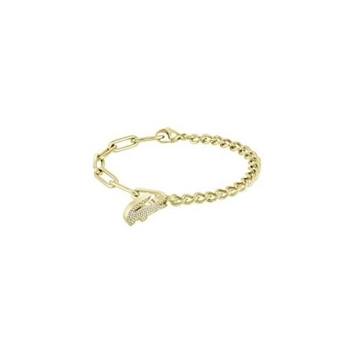 Lacoste braccialetto a catena da donna collezione crocodile con cristalli, oro (yellow gold), taglia unica