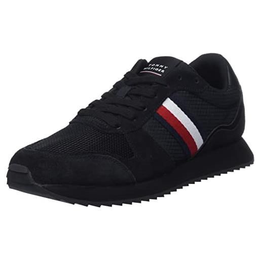Tommy Hilfiger sneakers da runner uomo runner evo mix scarpe sportive, nero (black), 40 eu