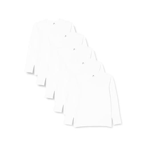 Lower East maglietta a maniche lunghe con scollo a v, uomo, nero (confezione da 5), xl