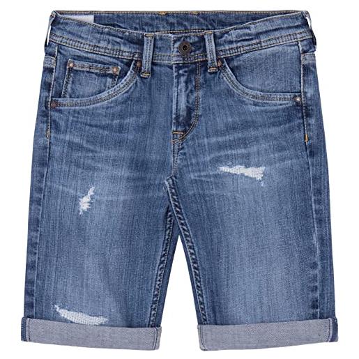 Pepe Jeans cashed short repair, pantaloncini bambini e ragazzi, blu (denim), 6 anni