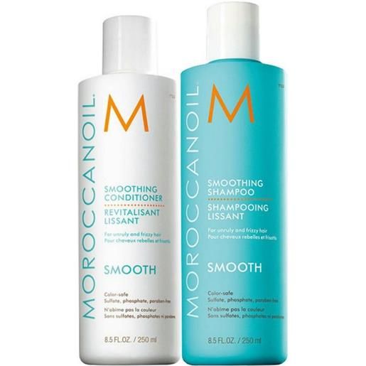 Moroccanoil smoothing shampoo+conditioner 250+250ml - kit anticrespo per capelli ribelli