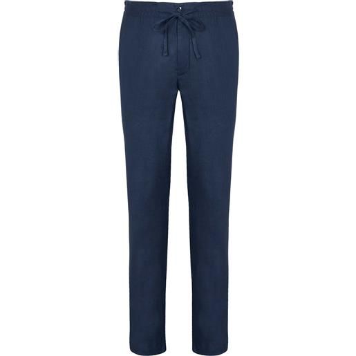 Camicissima linen chinos trousers with coulisse blue navy