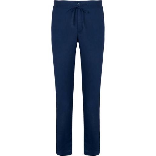 Camicissima linen chinos trousers with coulisse blue