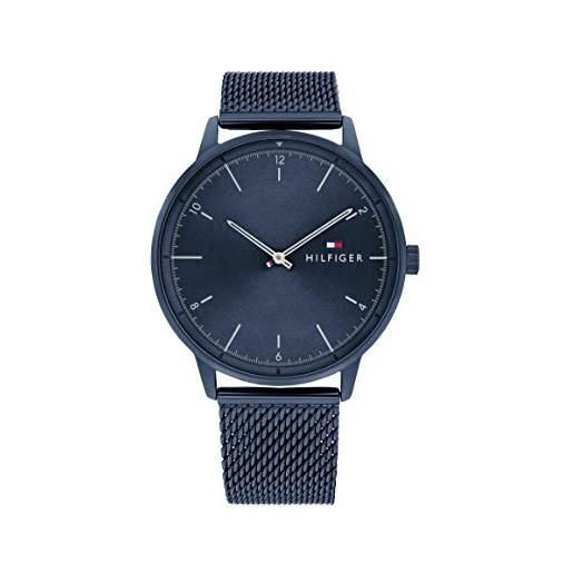 Tommy Hilfiger orologio analogico al quarzo da uomo con cinturino in maglia metallica in acciaio inossidabile blu - 1791841