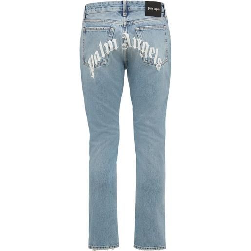 PALM ANGELS jeans in denim di cotone con stampa logo 17.1cm