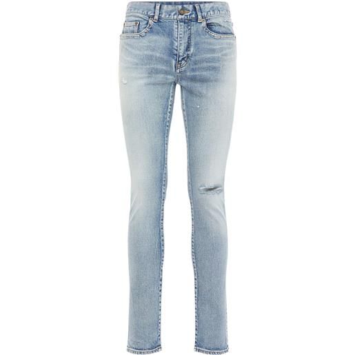 SAINT LAURENT jeans skinny vita bassa in denim di cotone 15cm