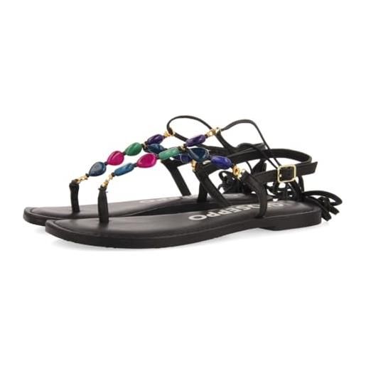 GIOSEPPO sandali in pelle con dettagli di perline multicolore per donna escles