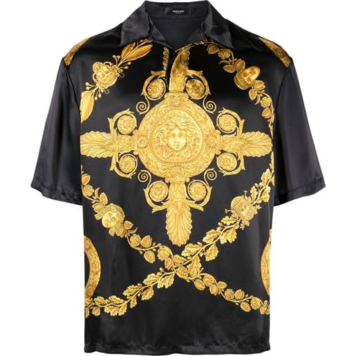 Versace camicia con stampa maschera barocca - nero