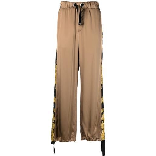 Versace pantaloni con stampa barocco - marrone
