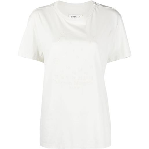 Maison Margiela t-shirt con ricamo numbers - bianco