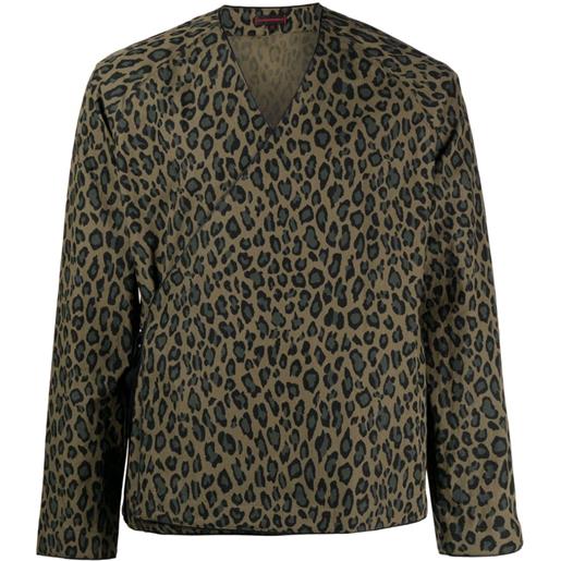 CLOT giacca con cintura leopardata - toni neutri