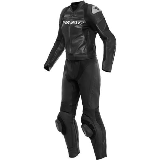 Dainese mirage lady leather 2pcs suit black black white | dainese