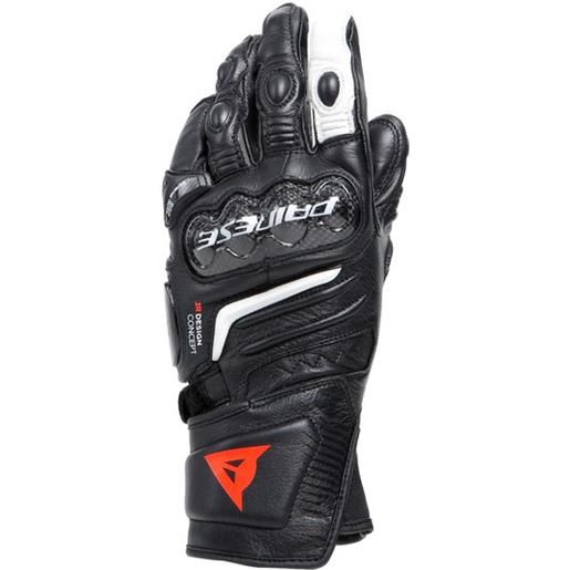 Dainese carbon 4 long lady leather gloves black black white | dainese