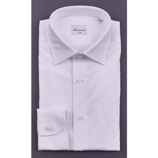 Brancaccio camicia brancaccio bianca operata slim fit, colore bianco