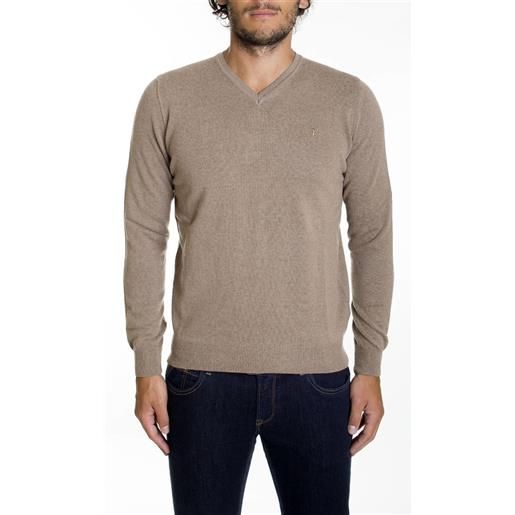 Trussardi Jeans maglia scollo v, colore cammello