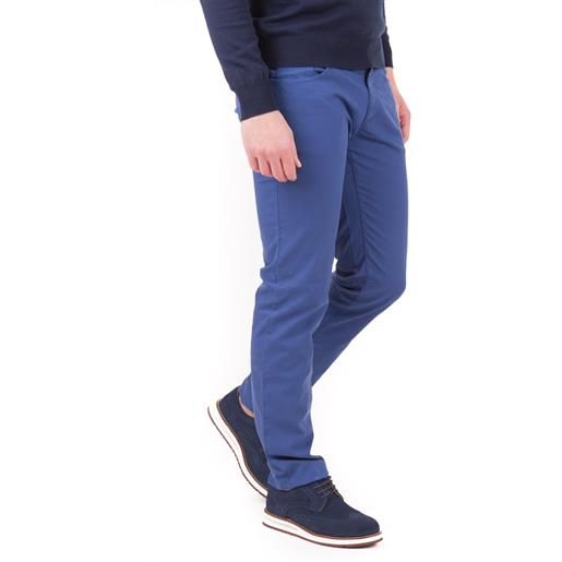 Trussardi Jeans pantalone 5 tasche 370 close piquet stretch, colore bluette