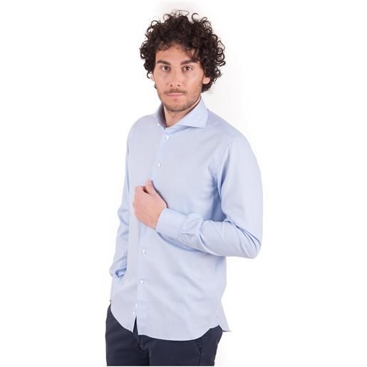 Brancaccio camicia pied de poule slim fit, colore celeste