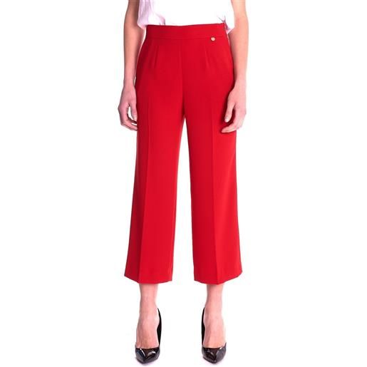 LUCKYLU pantalone LUCKYLU cropped ampio in cady, colore rosso