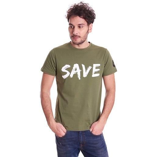 SAVE THE DUCK t-shirt SAVE THE DUCK stampata, colore militare